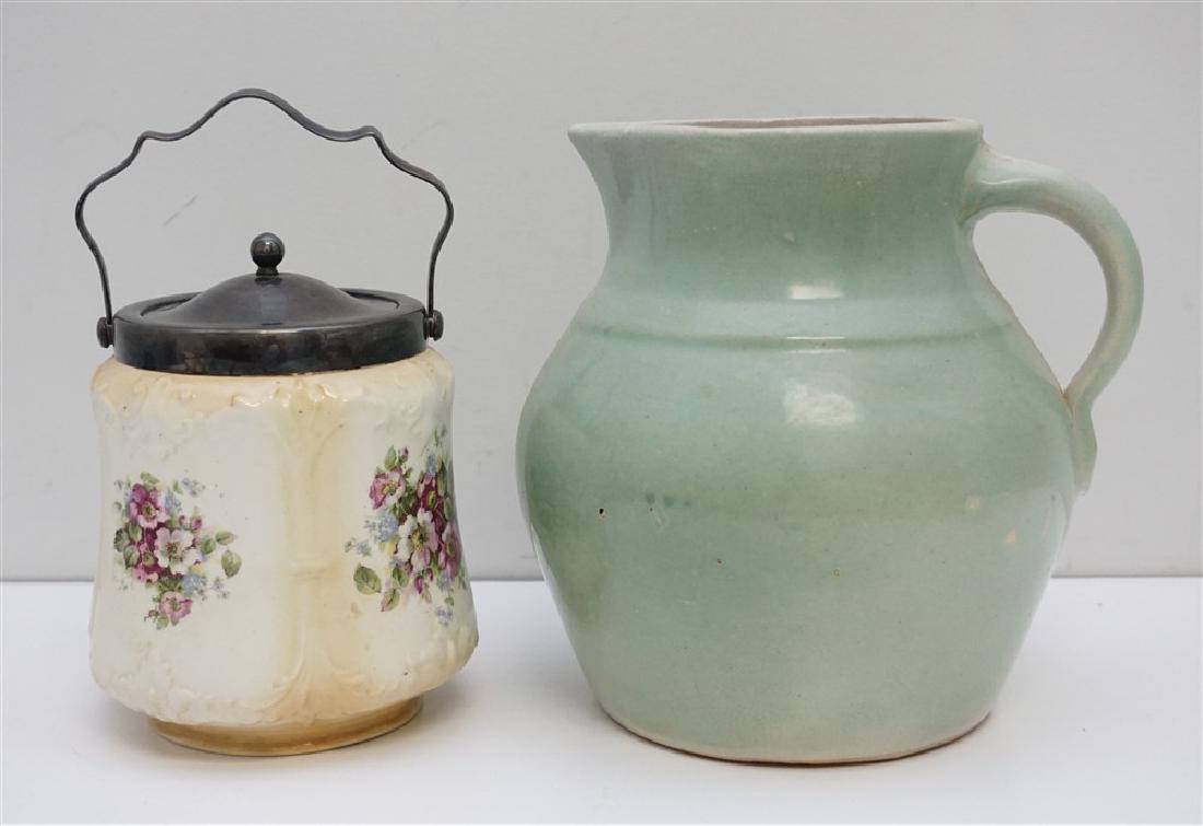 2 pc PORCELAIN BISCUIT JAR & JUG (1 of 6)