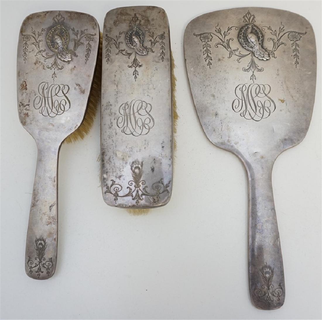 3 PC AMERICAN STERLING ART NOUVEAU PEACOCK (1 of 6)