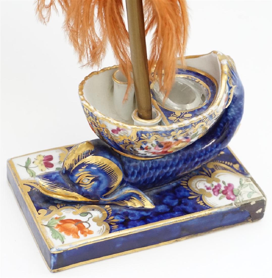 VIEUX PARIS PORCELAIN DOLPHIN INKWELL / DESK (1 of 8)