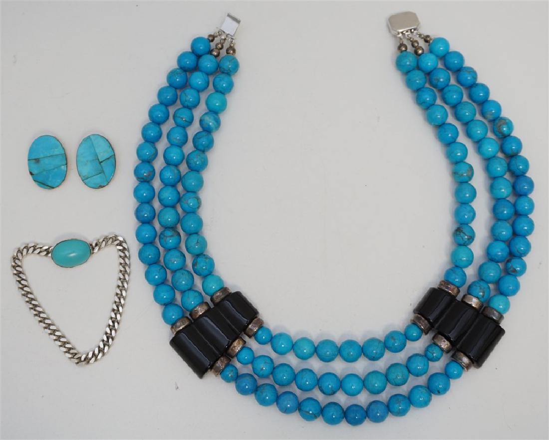 3PC TURQUOISE HOWLITE STERLING JEWELRY (1 of 7)