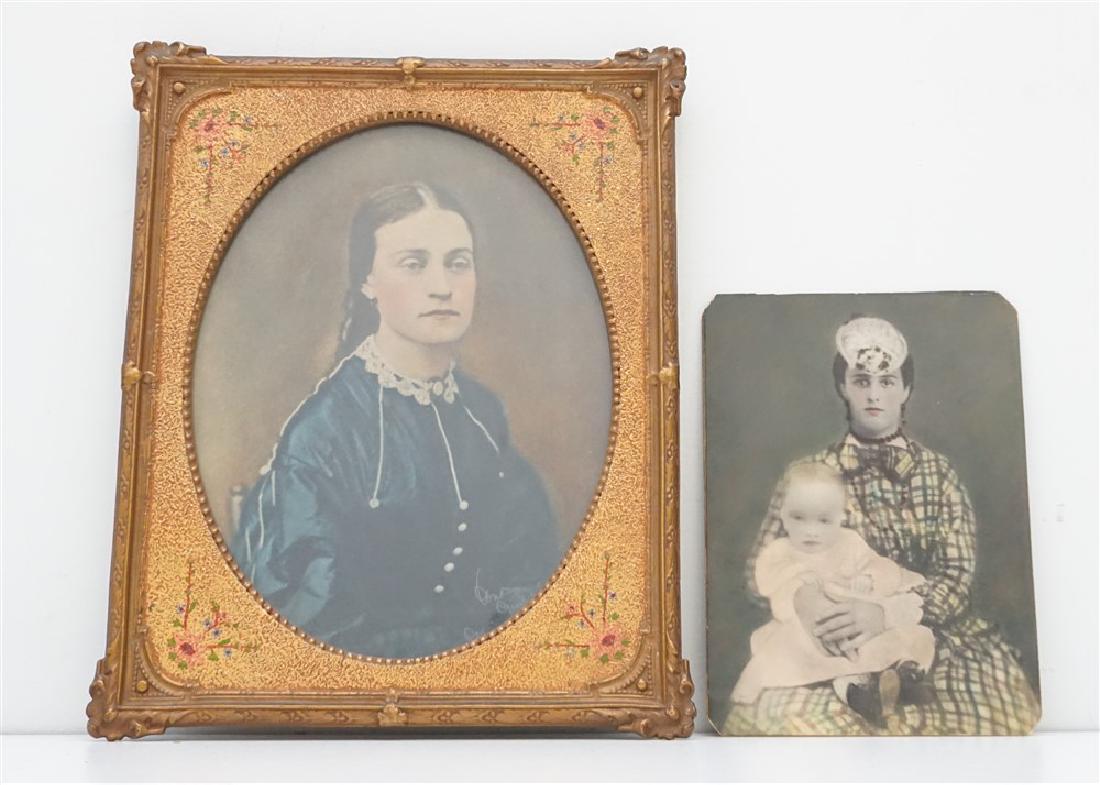 2 ANTIQUE 19th c HAND TINTED PHOTOGRAPHS (1 of 5)