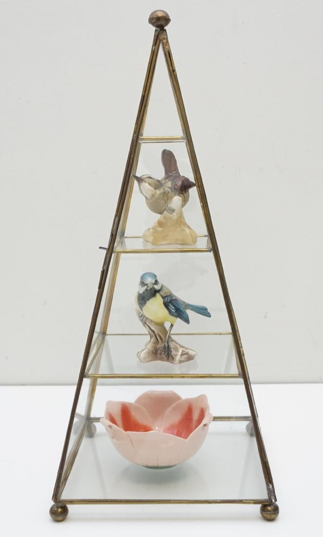 4 pc PYRAMID GLASS DISPLAY WITH BIRDS & FLOWER (1 of 6)