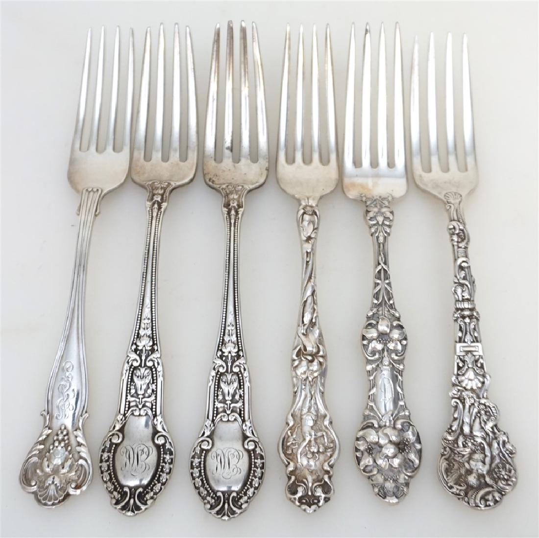 6 ANTIQUE STERLING SILVER FORKS (1 of 8)
