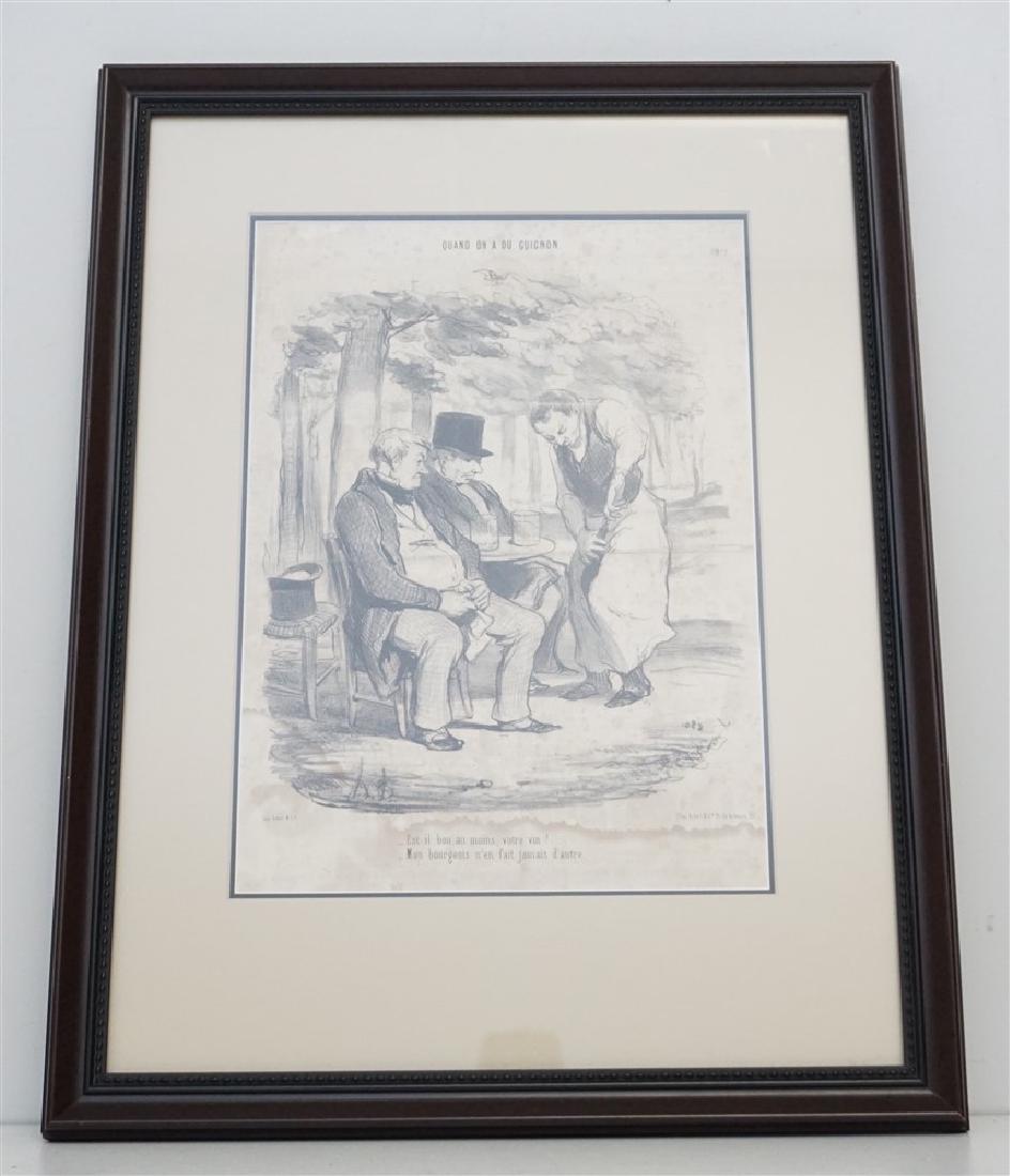 HONORE DAUMIER LITHO: Original Honoré Daumier Litho "Quand on a du Guignon" n°7 : Est-il bon, au moins, votre vin ! When you have Bad Luck. At least your wine is good. Professionally framed and matted, some old watermark