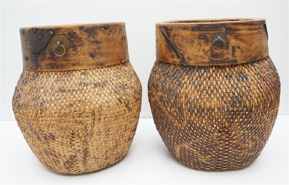2 ANTIQUE CHINESE GRAIN / RICE BASKETS (1 of 8)