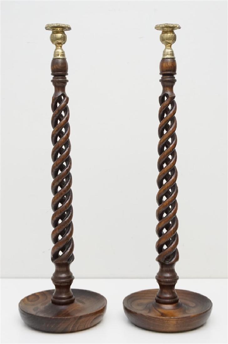 PAIR OF TURNED WOOD CANDLESTICKS (1 of 9)