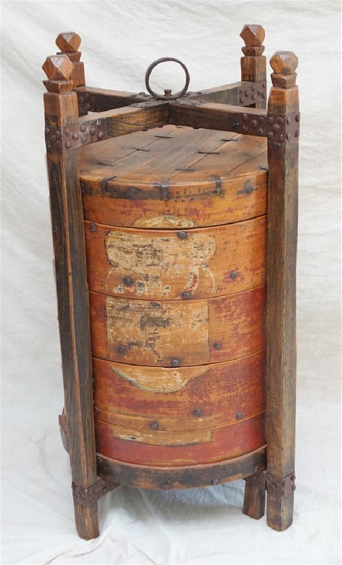 ANTIQUE LARGE CHINESE WOOD WEDDING / STORAGE BASKET (1 of 13)