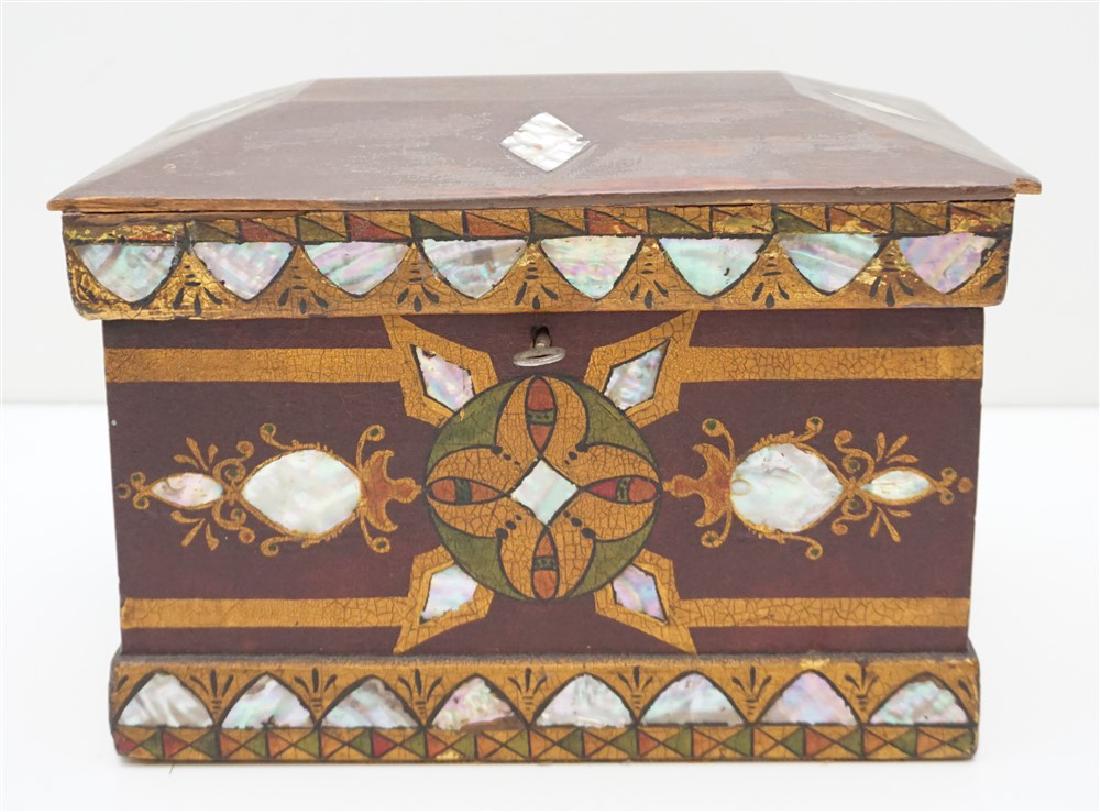 19th c INLAID MOP PAINTED JEWELRY BOX (1 of 10)