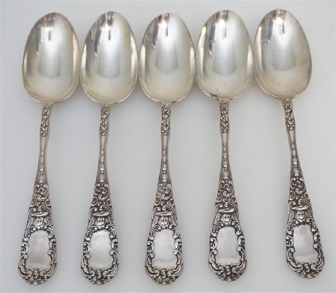 5 STERLING CUPID 1891 SOUP SPOONS (1 of 6)
