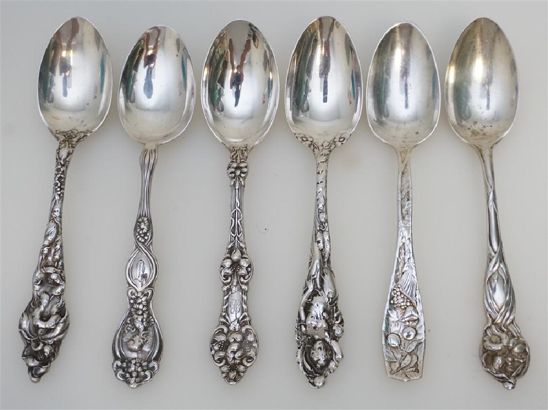 6 STERLING SILVER ANTIQUE TEASPOONS (1 of 7)