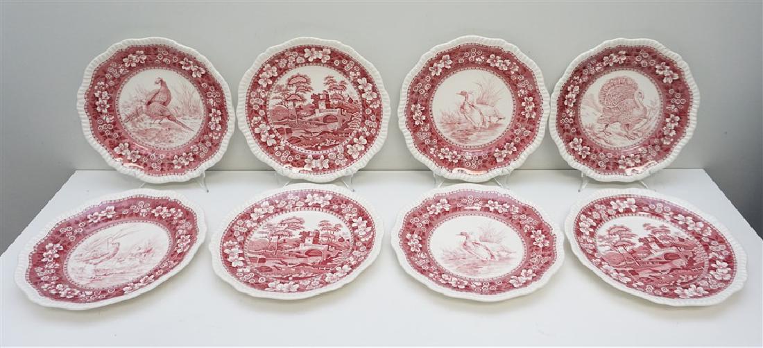 8 COPELAND SPODE RED TRANSFER PLATES (1 of 10)