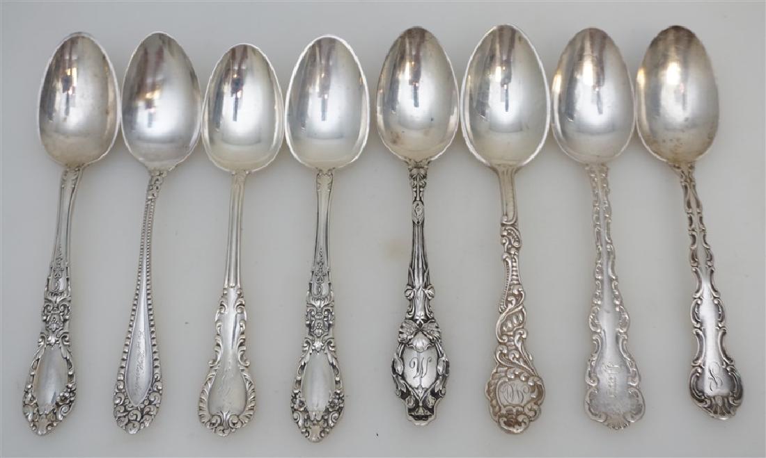 8 ANTIQUE STERLING TEASPOONS (1 of 6)
