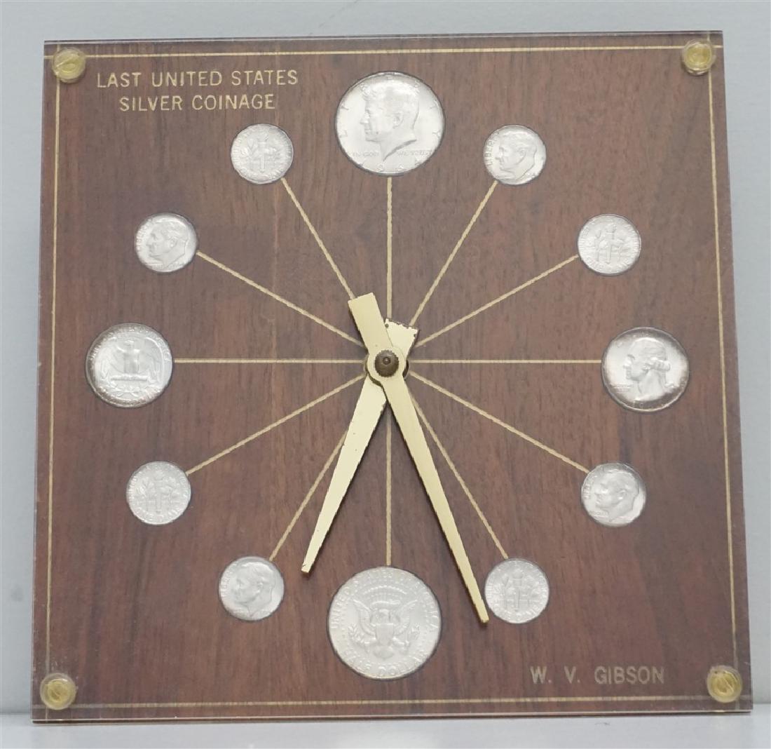 MID CENTURY 1964 SILVER COINS DESK CLOCK (1 of 5)