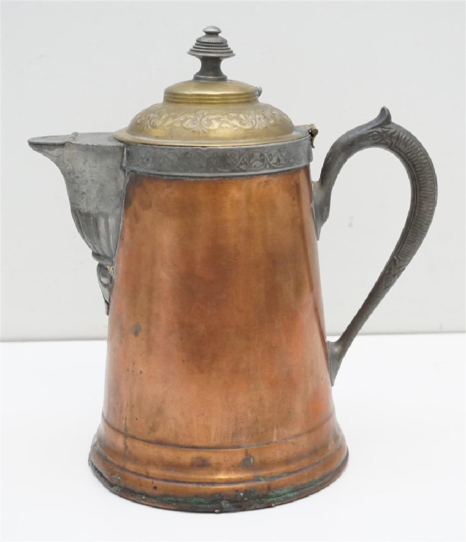 ANTIQUE COPPER & BRASS COFFEE POT (1 of 9)