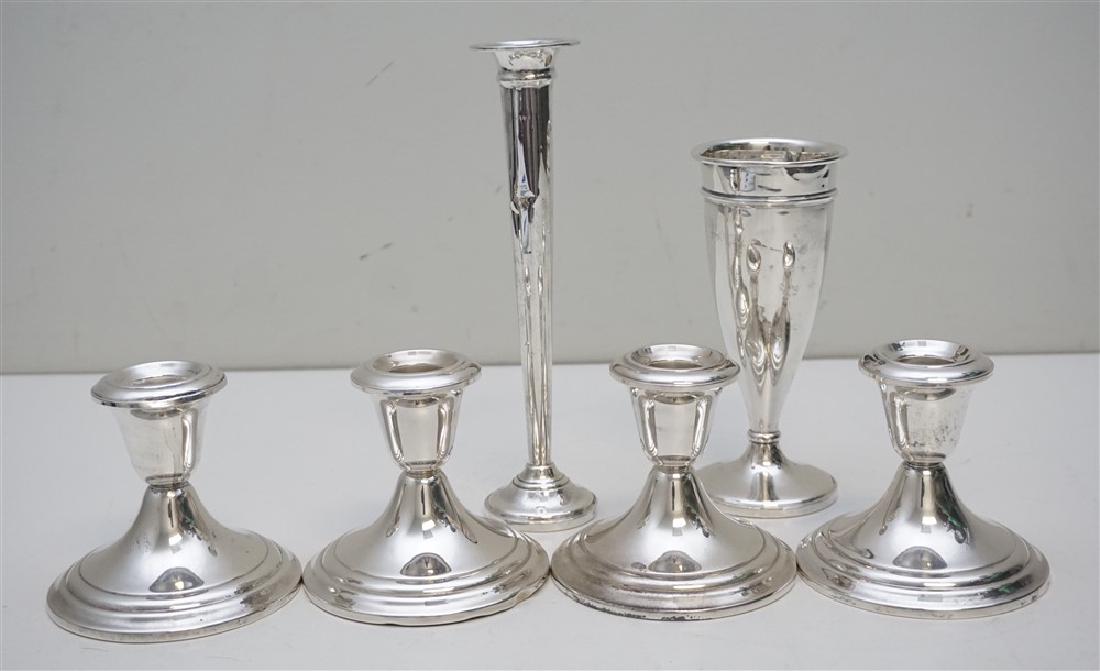 6 STERLING SILVER VASES & CANDLESTICKS (1 of 10)