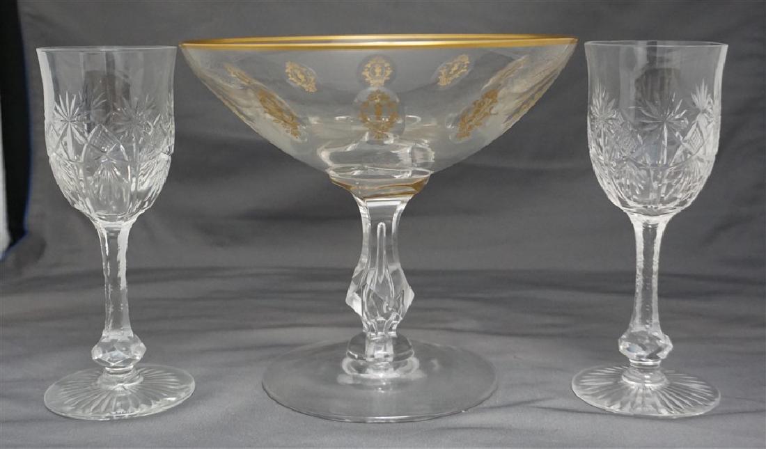 3PC CUT ETCHED COMPOTE & GLASSES (1 of 8)