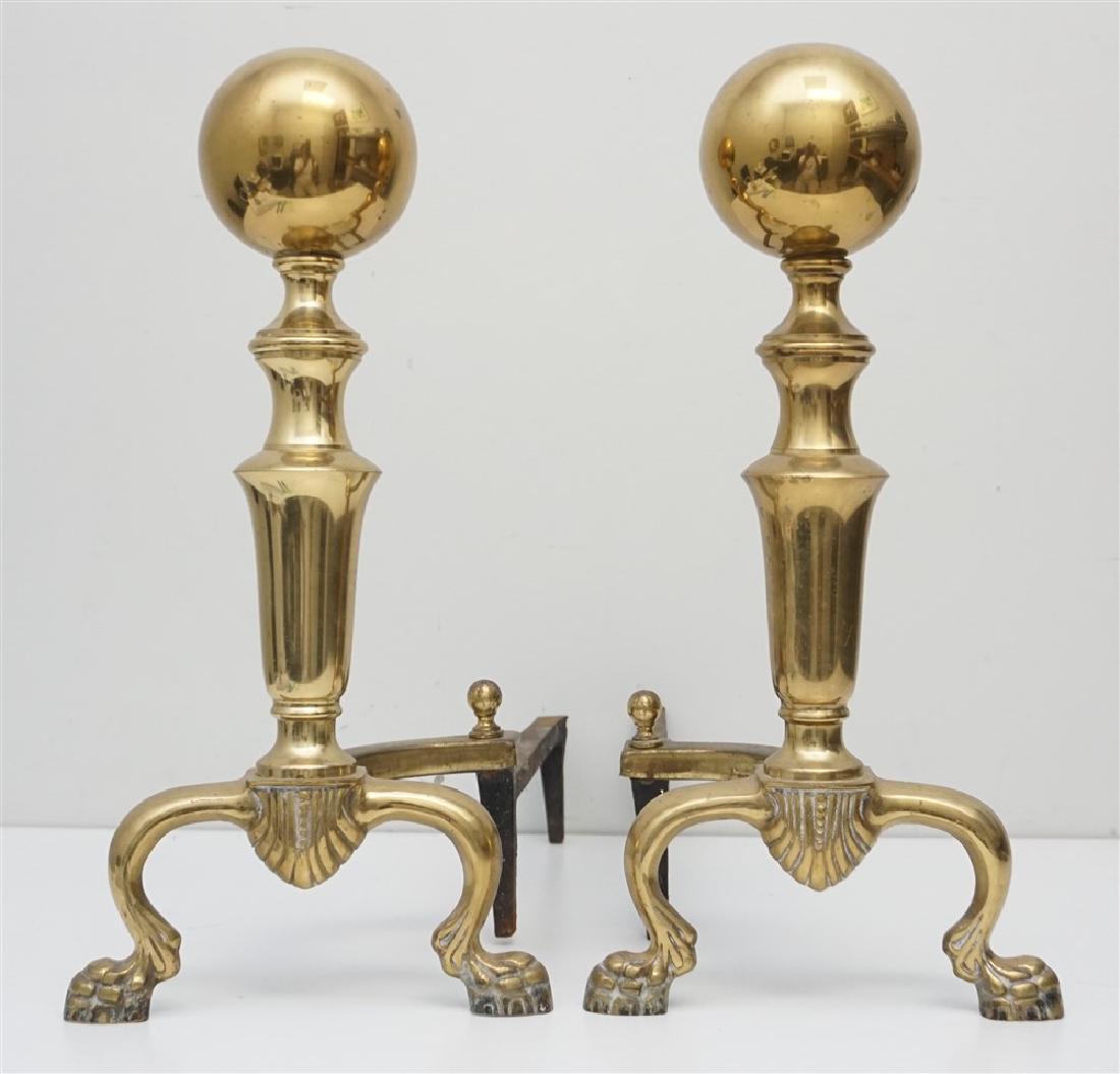 ANTIQUE BRASS ANDIRON / FIREDOG SET (1 of 7)