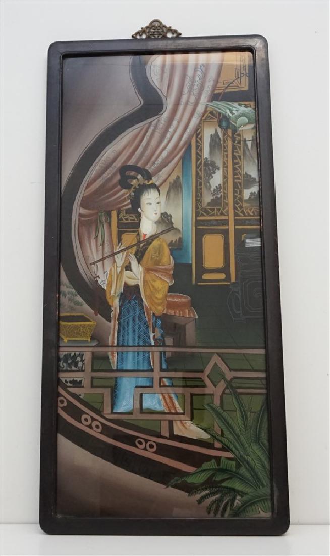 CHINESE MAIDEN REVERSE PAINTING (1 of 6)