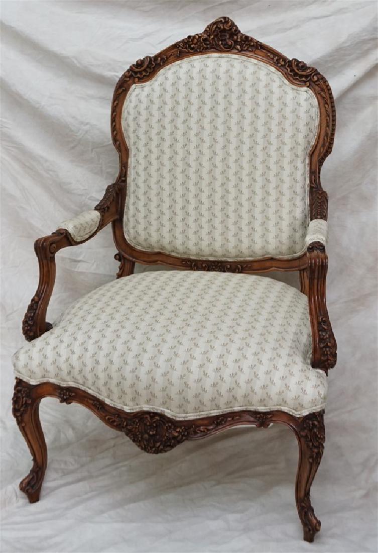 CARVED ANTIQUE FRENCH ARMCHAIR (1 of 8)