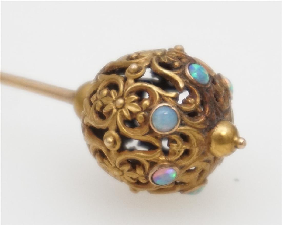 ANTIQUE 14K OPALS HAT PIN (1 of 5)
