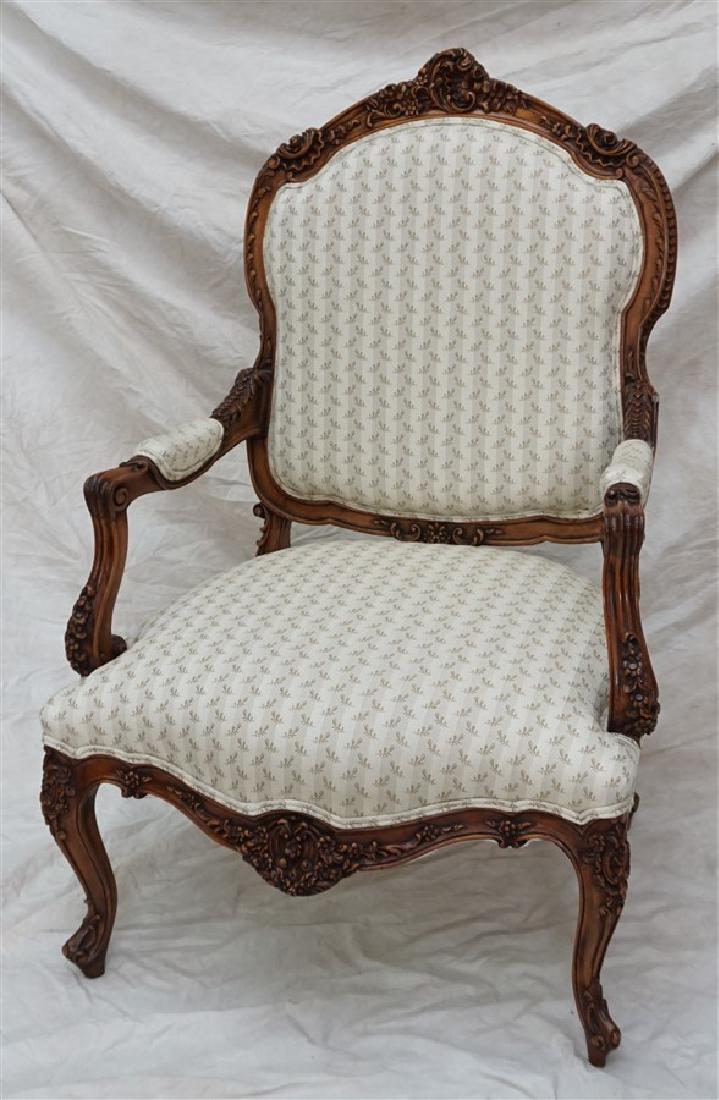 CARVED ANTIQUE FRENCH ARMCHAIR (1 of 7)