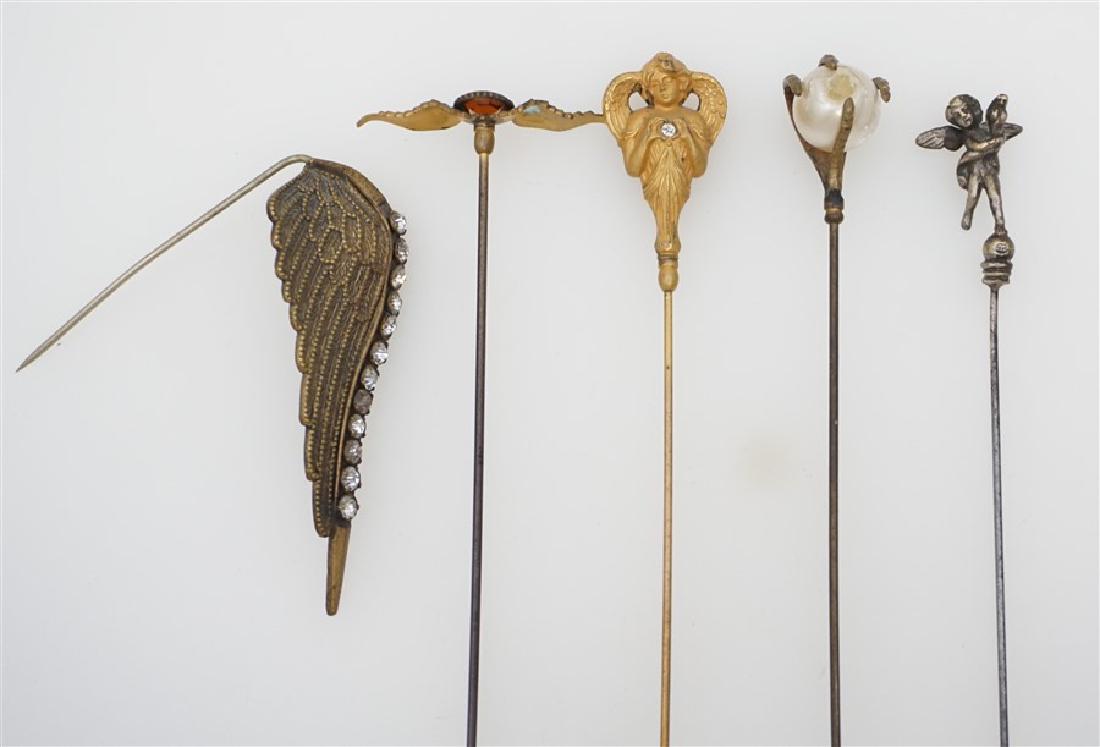 5 ANTIQUE HAT PINS - GILDED - CHERUBS (1 of 7)