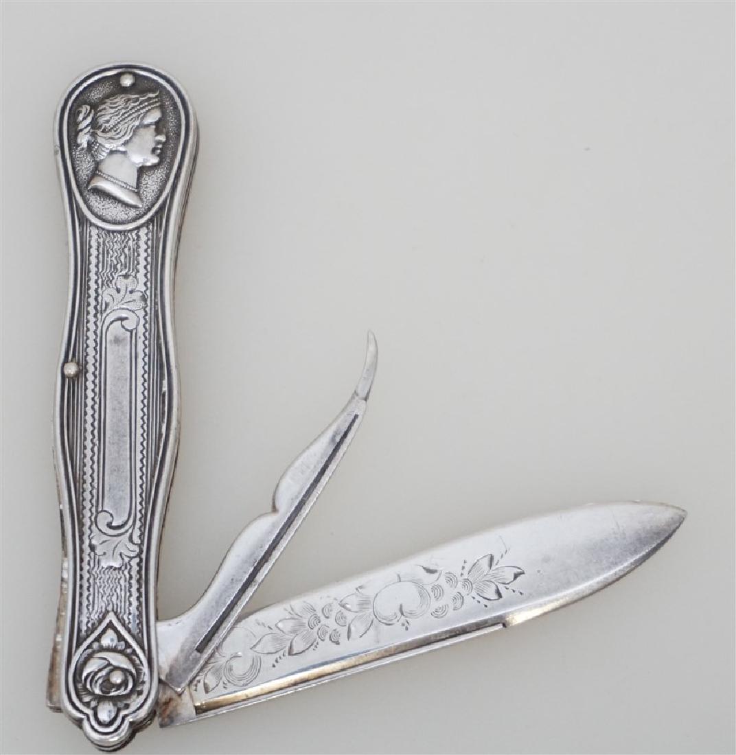 19TH C. COIN SILVER FOLDING FRUIT KNIFE (1 of 6)