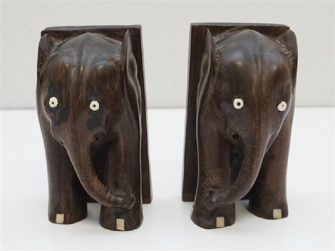 CARVED ELEPHANT BOOKENDS (1 of 8)