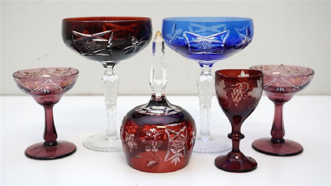 6 BOHEMIAN COLORED GLASSES - BELL (1 of 7)