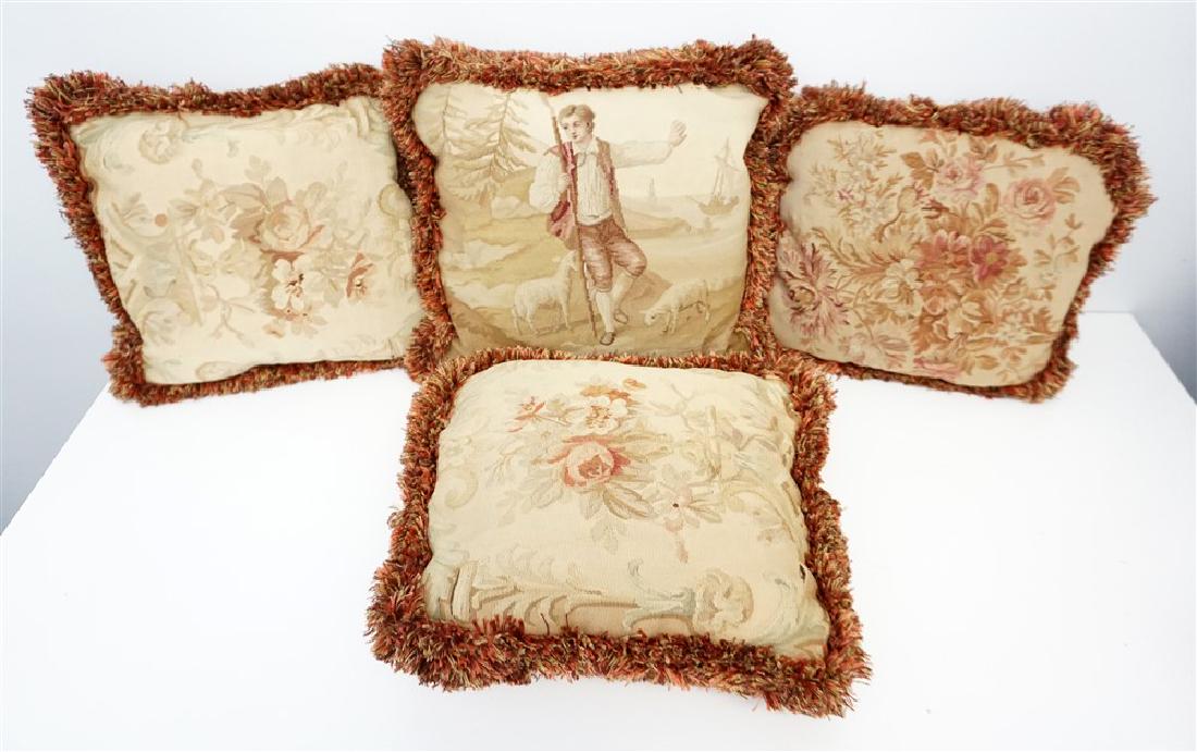 4 ANTIQUE TAPESTRY PILLOWS (1 of 9)