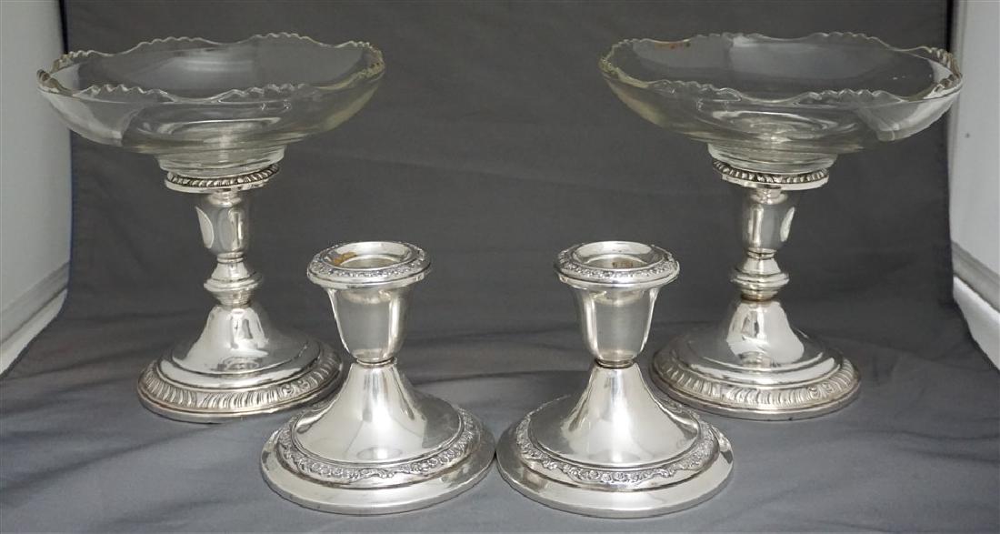 4 STERLING CANDLESTICKS & INSERTS (1 of 9)