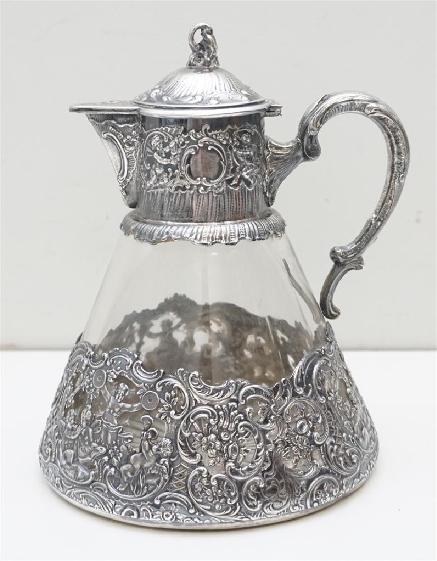 ORNATE STERLING & GLASS CLARET JUG (1 of 19)