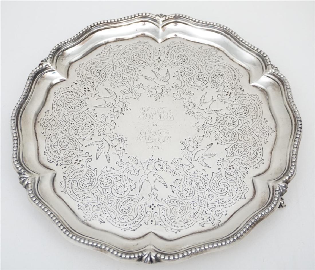 ENGLISH 1872 STERLING SILVER FOOTED SALVER (1 of 8)