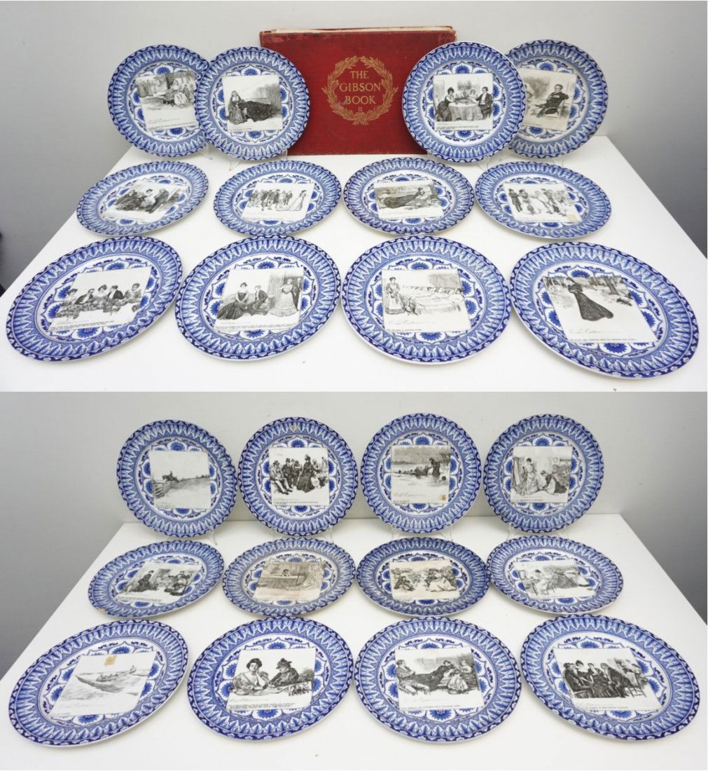 RARE COMPLETE SET c.1900 GIBSON GIRL PLATES & BOOK (1 of 13)
