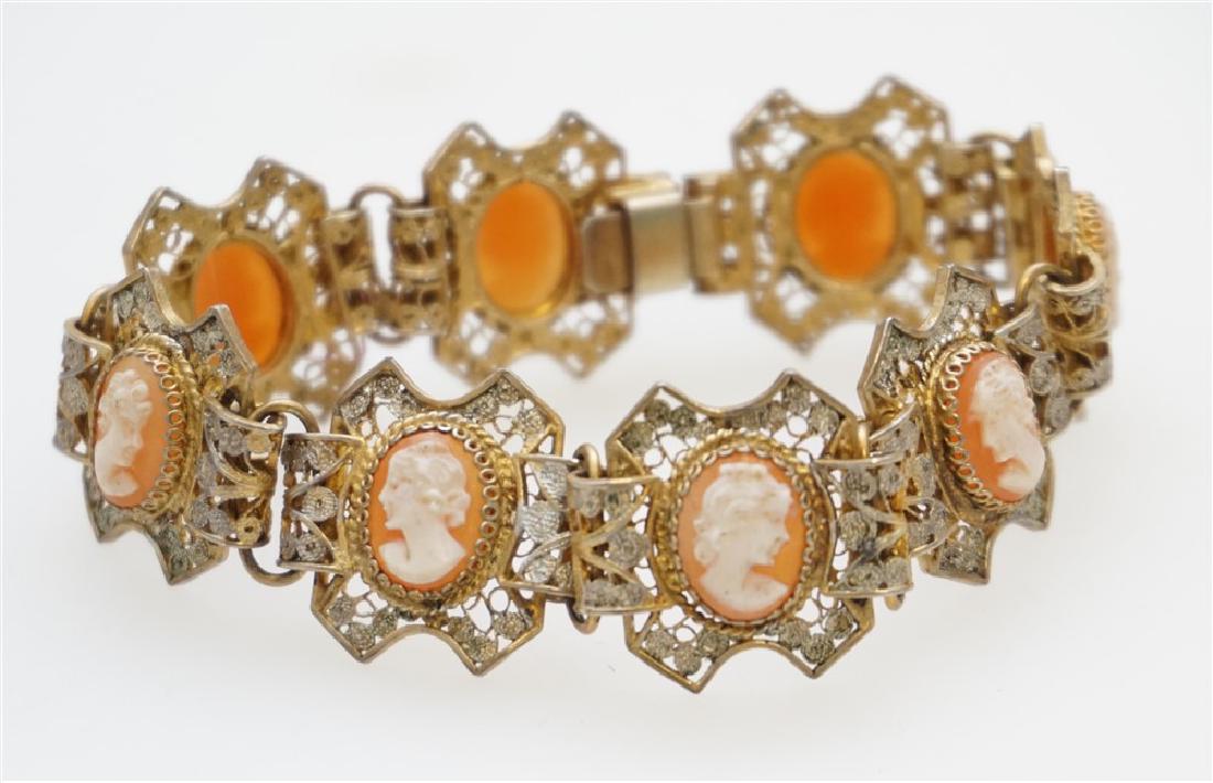 800 SILVER ITALIAN ORNATE CAMEO BRACELET (1 of 5)