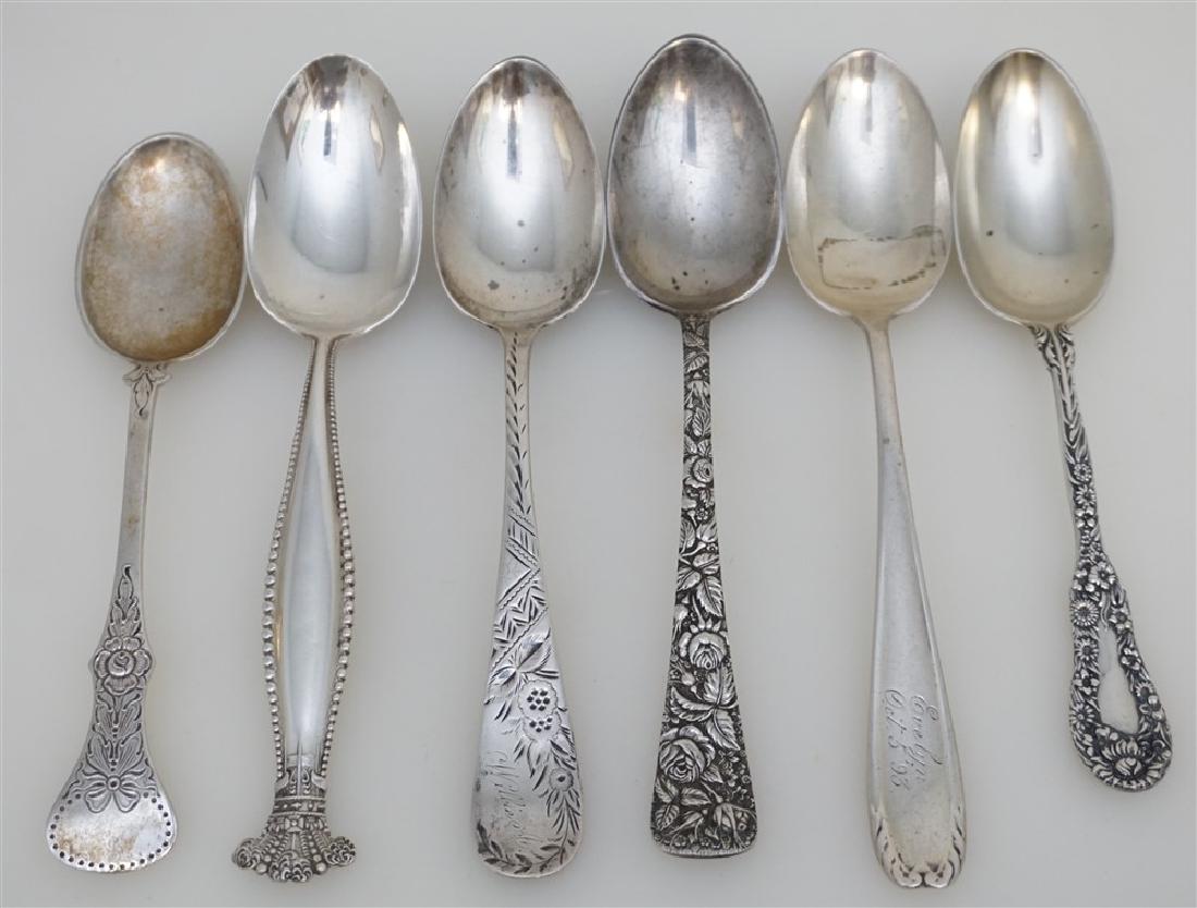 5 ANTIQUE STERLING SPOON + 1 SP SPOON (1 of 8)