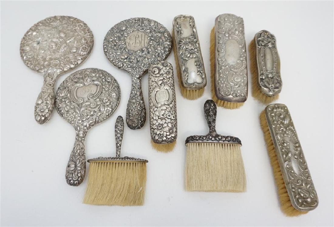 10 pc STERLING REPOUSSE VANITY ITEMS (1 of 10)