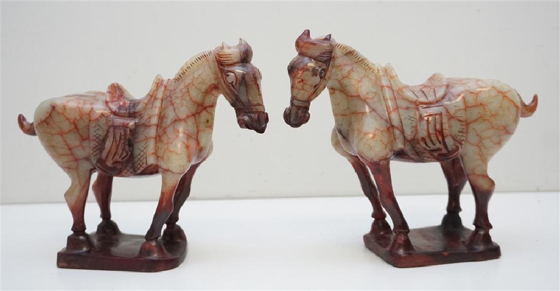 PAIR OF CARVED RED JADE TANG HORSES Oct 21, 2018 Charleston Estate