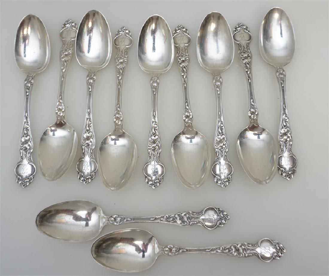11 STERLING SILVER 1904 VIOLET TEASPOONS (1 of 6)