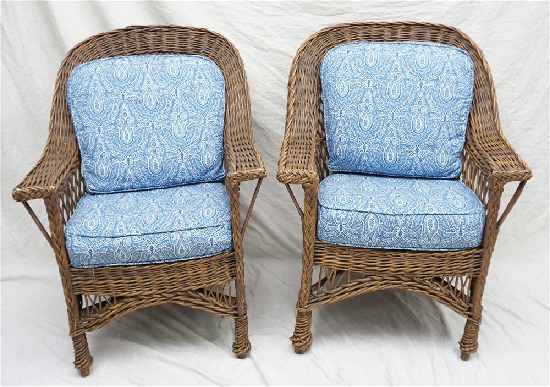 PAIR ANTIQUE WICKER CHAIRS (1 of 9)