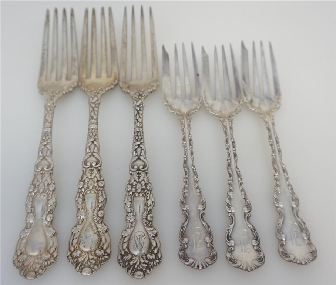 6 ANTIQUE STERLING FORKS GORHAM + WHITING (1 of 9)