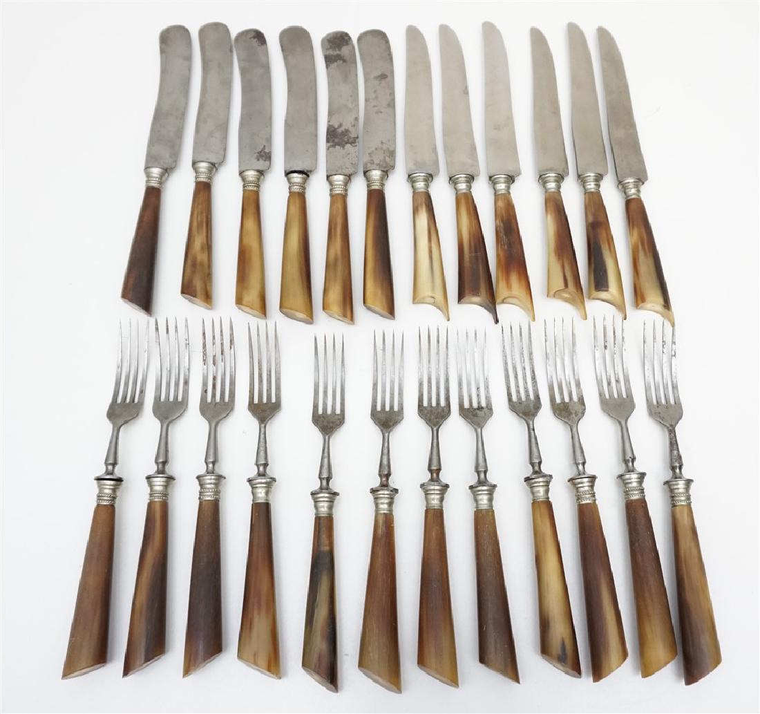 24 PC VICTORIAN HORN HANDLE FLATWARE (1 of 7)