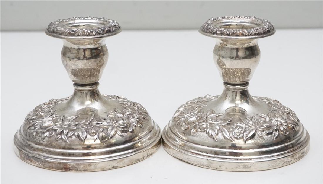 PAIR STERLING REPOUSSE CANDLESTICKS (1 of 7)