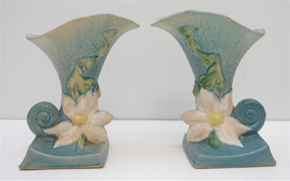 PAIR OF ROSEVILLE CORNUCOPIA CLEMATIS VASES (1 of 10)