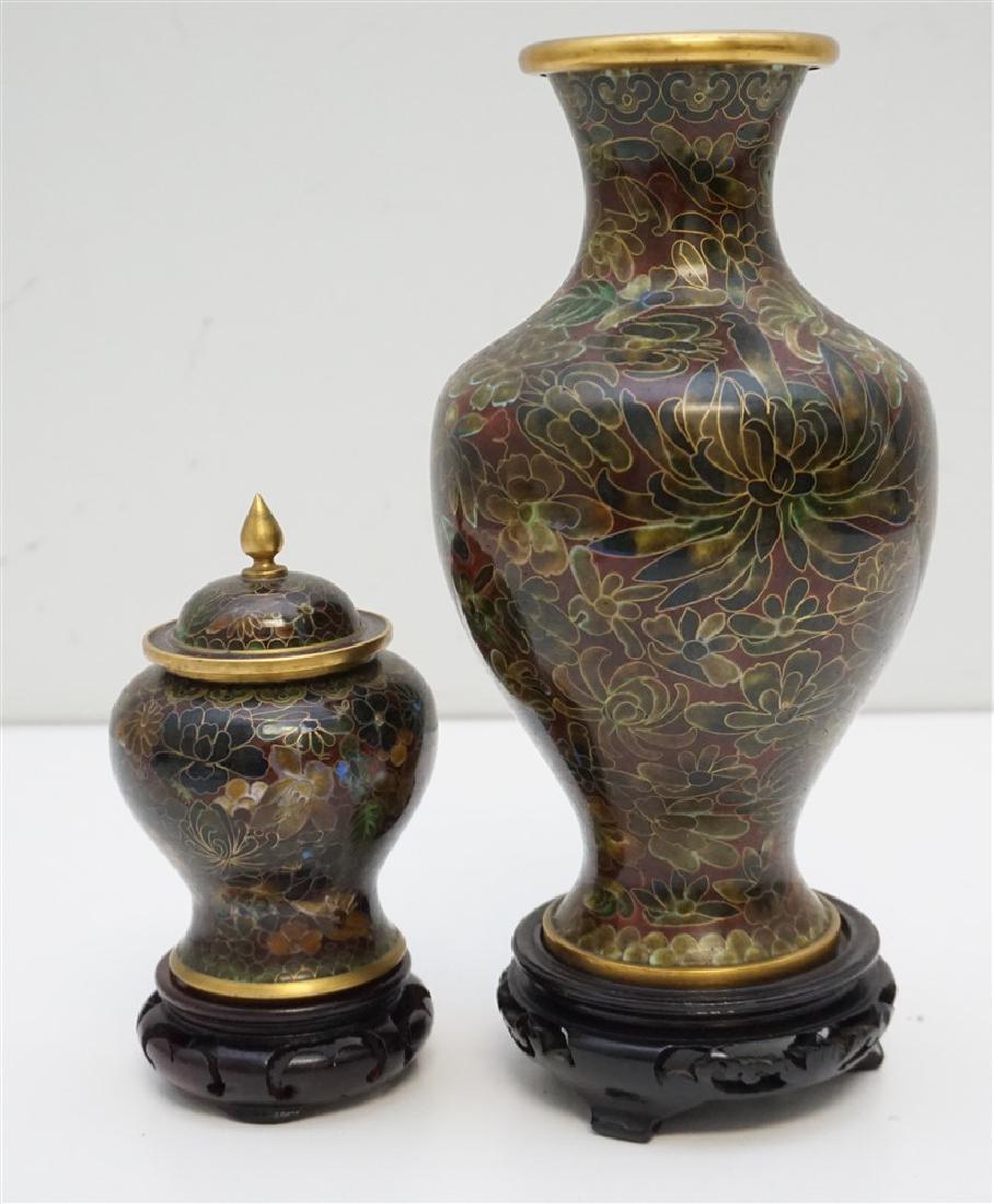 2 CHINESE CLOISONNE VASE AND JAR. (1 of 8)