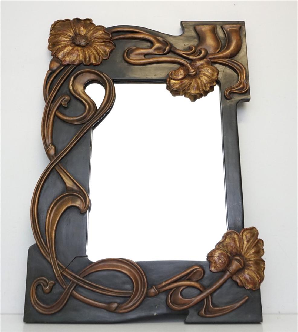 ANTIQUE ART NOUVEAU CARVED & PAINTED MIRROR (1 of 6)