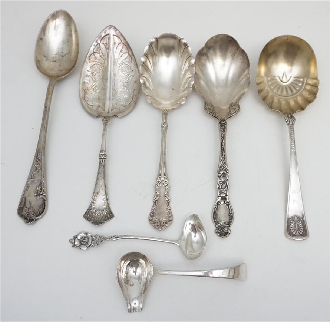 7 PC ANTIQUE SILVER PLATE SERVING PIECES