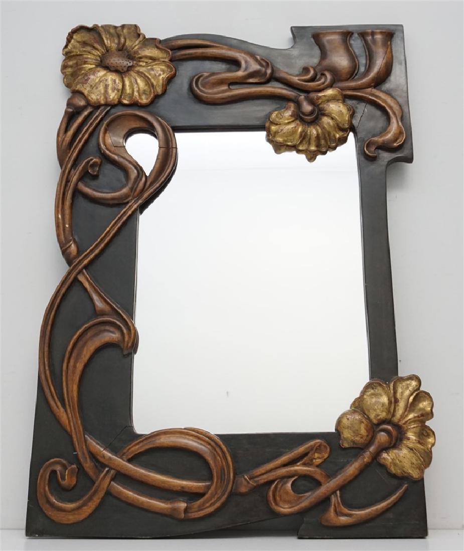 ANTIQUE ART NOUVEAU CARVED & PAINTED MIRROR (1 of 7)