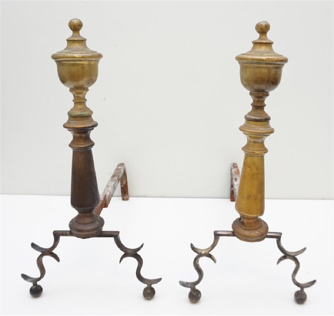 ANTIQUE BRASS ANDIRONS / FIREDOGS (1 of 9)