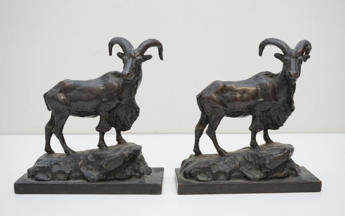 PAIR PAUL HERZEL POMPEIAN BRONZE RAMS (1 of 7)